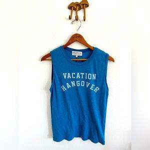 Wild Fox Vacation Hangover Sleeveless Tank Muscle Tank Blue White size medium